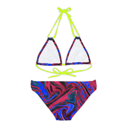 All Over Prints - Women's Ocean Blue Wave Strappy Bikini - Acid Daddy