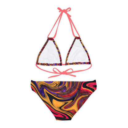 All Over Prints - Women's Whimsical Gold Strappy Bikini - Acid Daddy