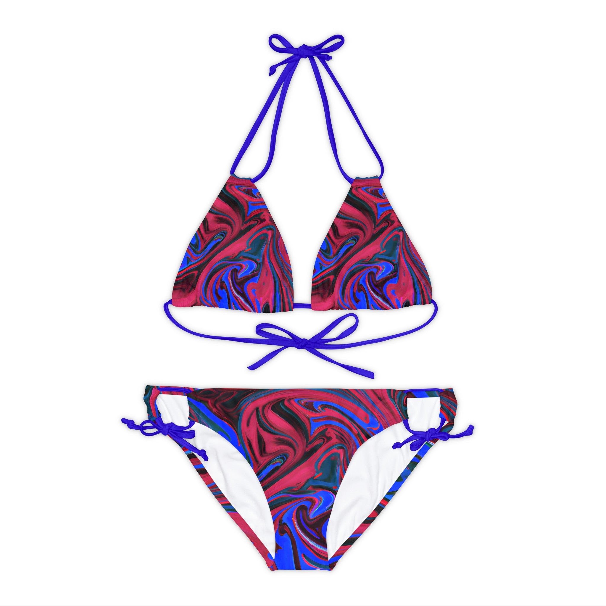 All Over Prints - Women's Ocean Blue Wave Strappy Bikini - Acid Daddy