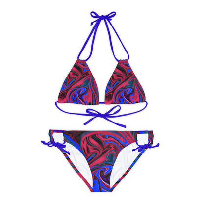 All Over Prints - Women's Ocean Blue Wave Strappy Bikini - Acid Daddy