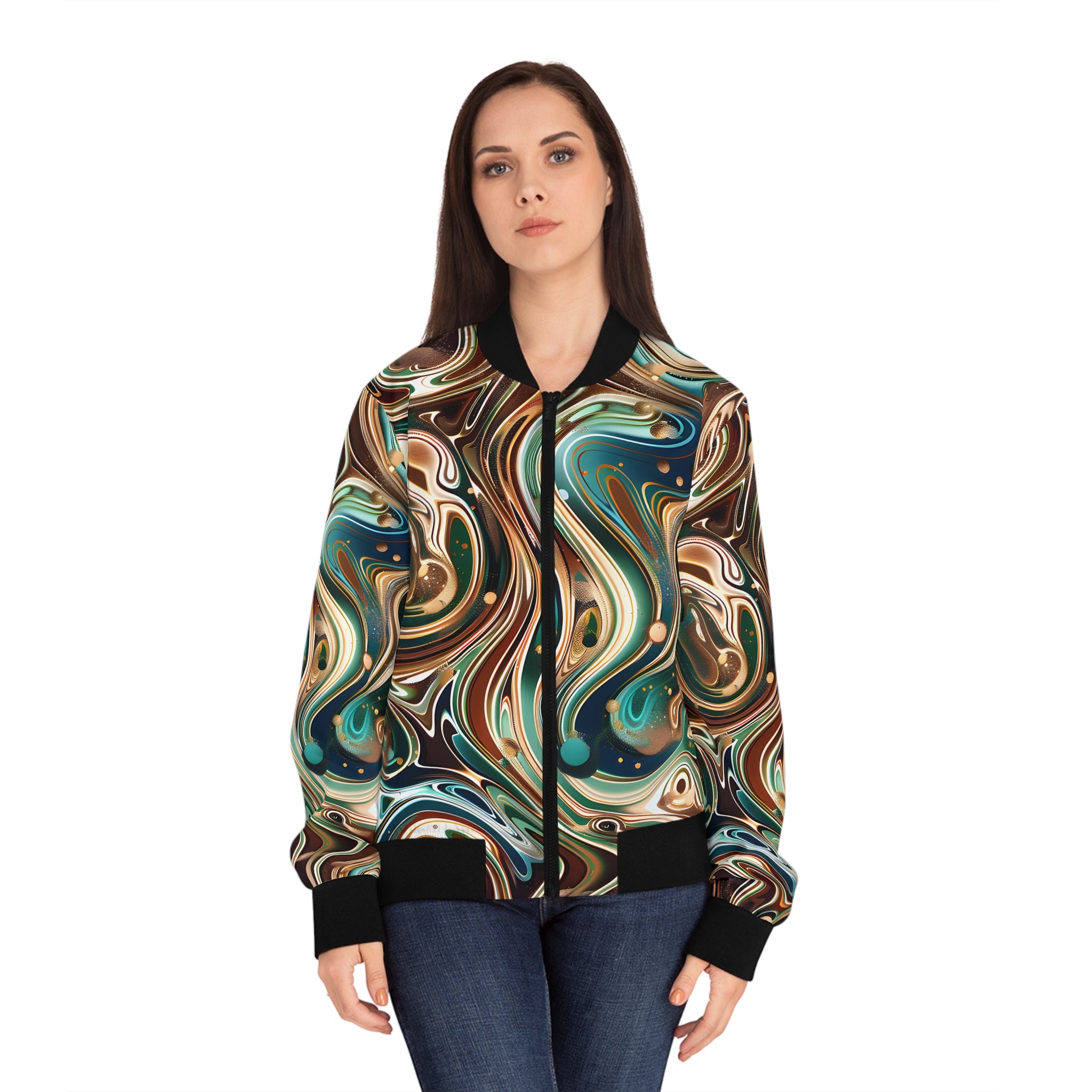 Women's Sapphire Pearl Emerald Bomber Jacket