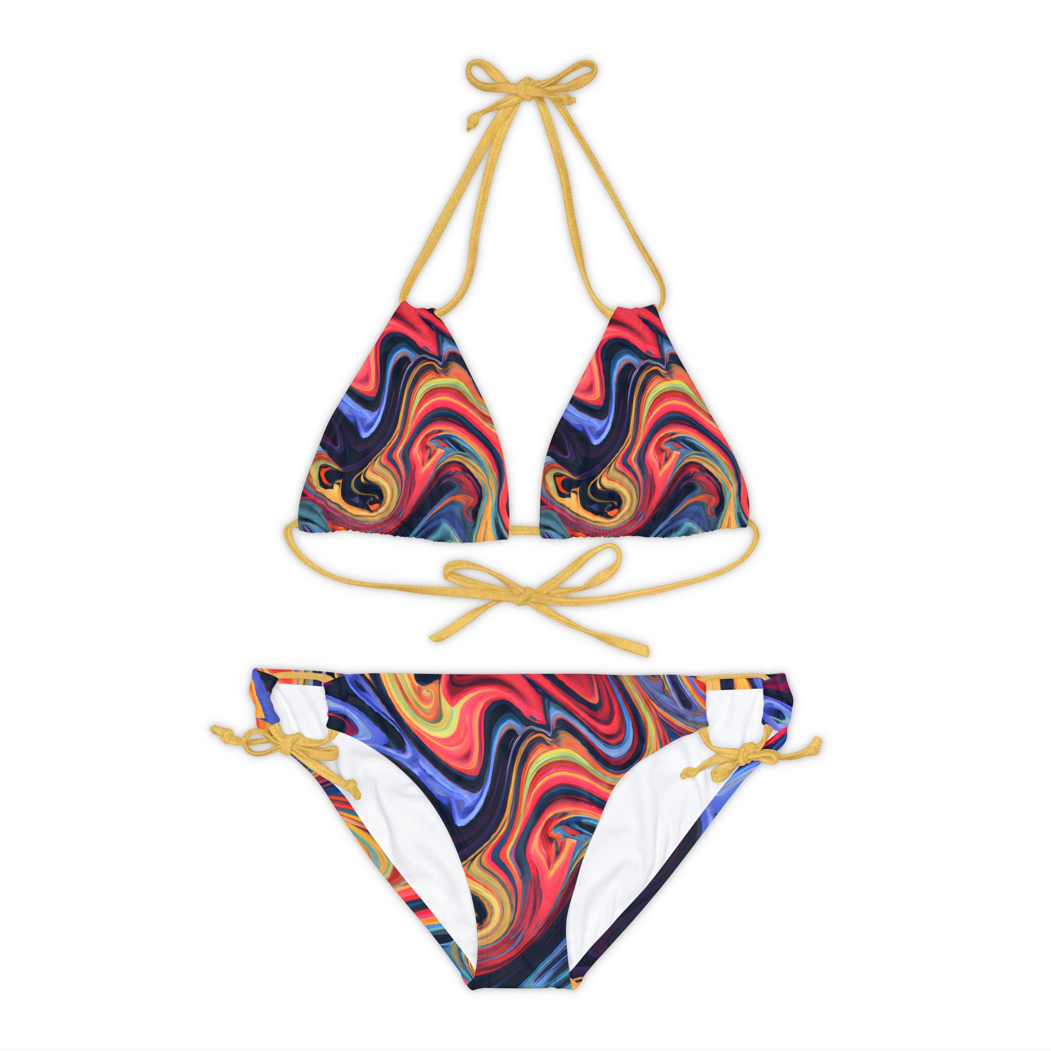 All Over Prints - Women's Blue Flame Strappy Bikini - Acid Daddy