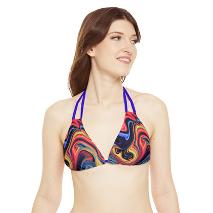 All Over Prints - Women's Blue Flame Strappy Bikini - Acid Daddy