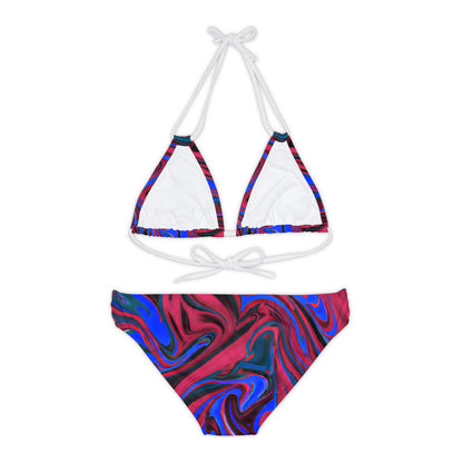 All Over Prints - Women's Ocean Blue Wave Strappy Bikini - Acid Daddy