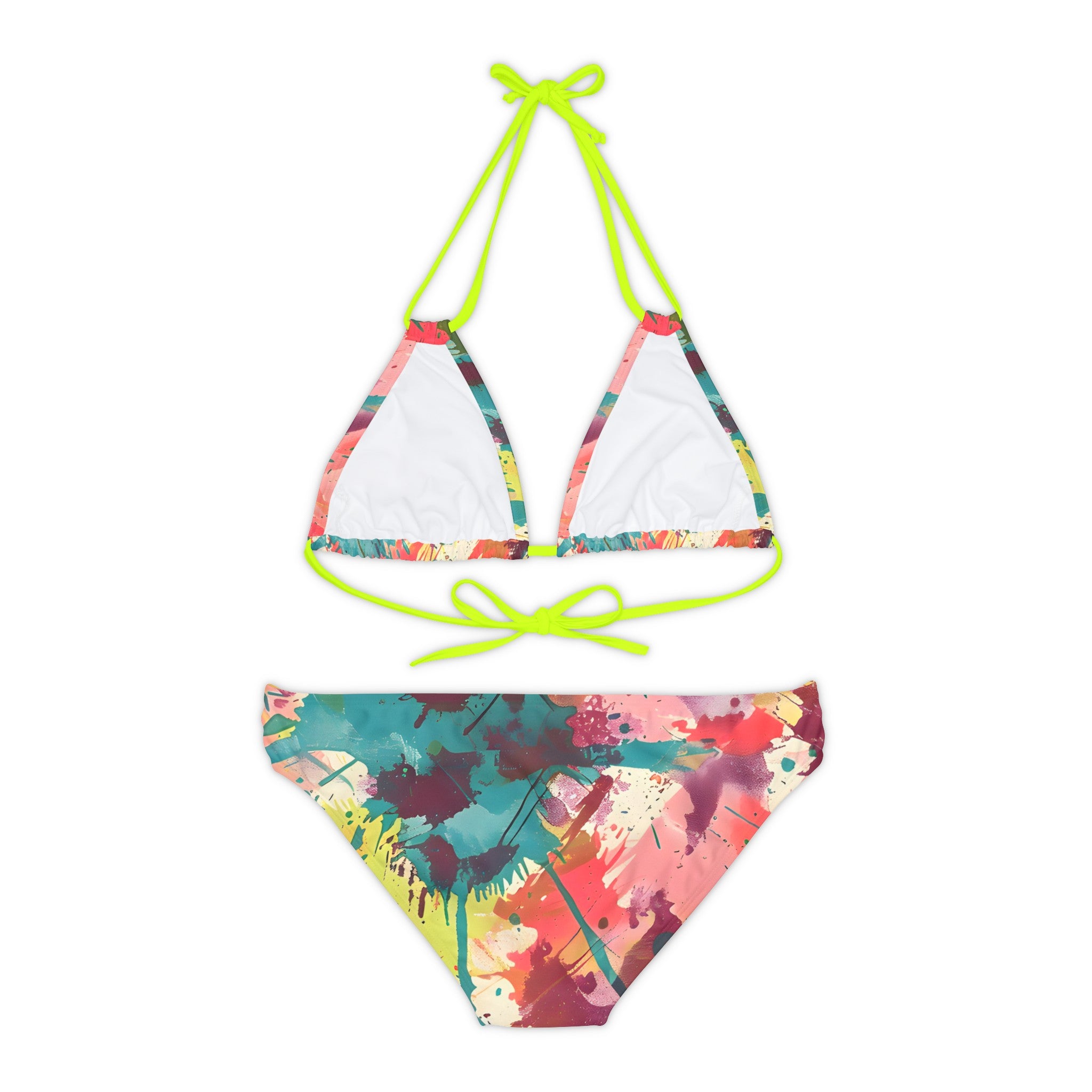 All Over Prints - Women's Cerulean Peach Splash Strappy Bikini - Acid Daddy