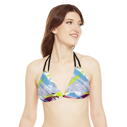 All Over Prints - Women's Sky Blue Splash Strappy Bikini - Acid Daddy