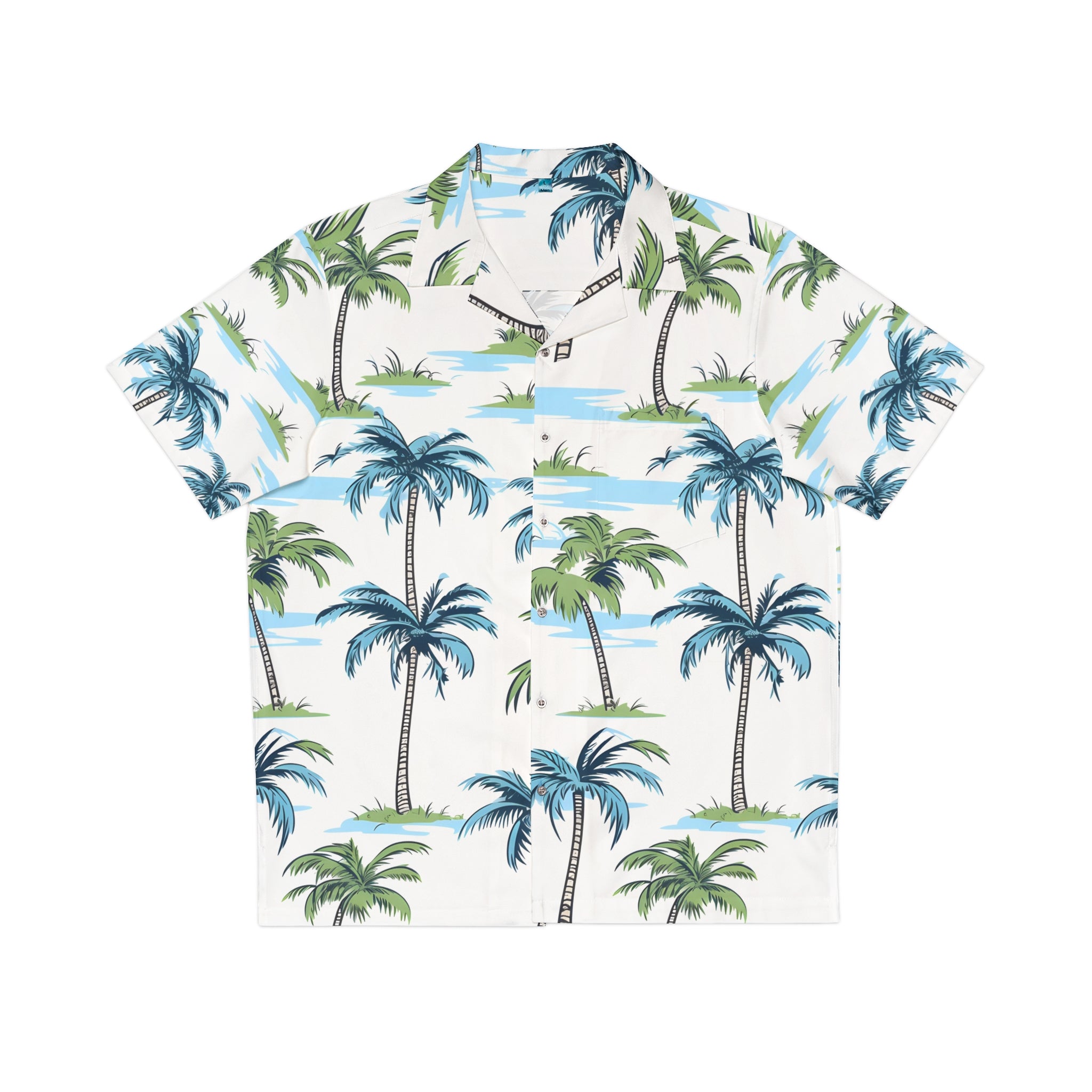 Hawaiian Shirts - Men's Tropical Blue Palms Hawaiian Shirt - Acid Daddy