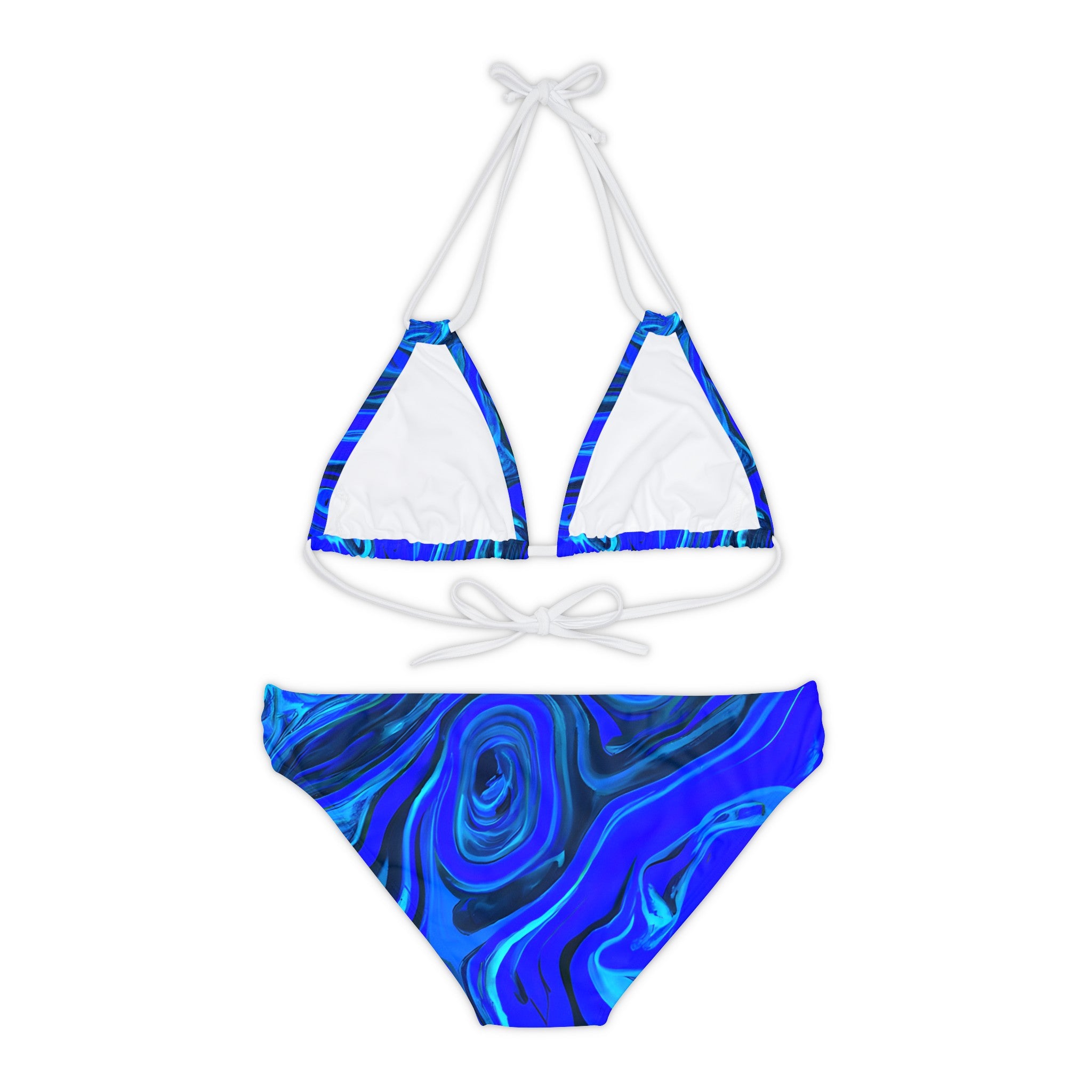 All Over Prints - Women's Liquid Blue Ice Strappy Bikini - Acid Daddy