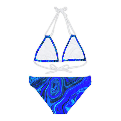 All Over Prints - Women's Liquid Blue Ice Strappy Bikini - Acid Daddy