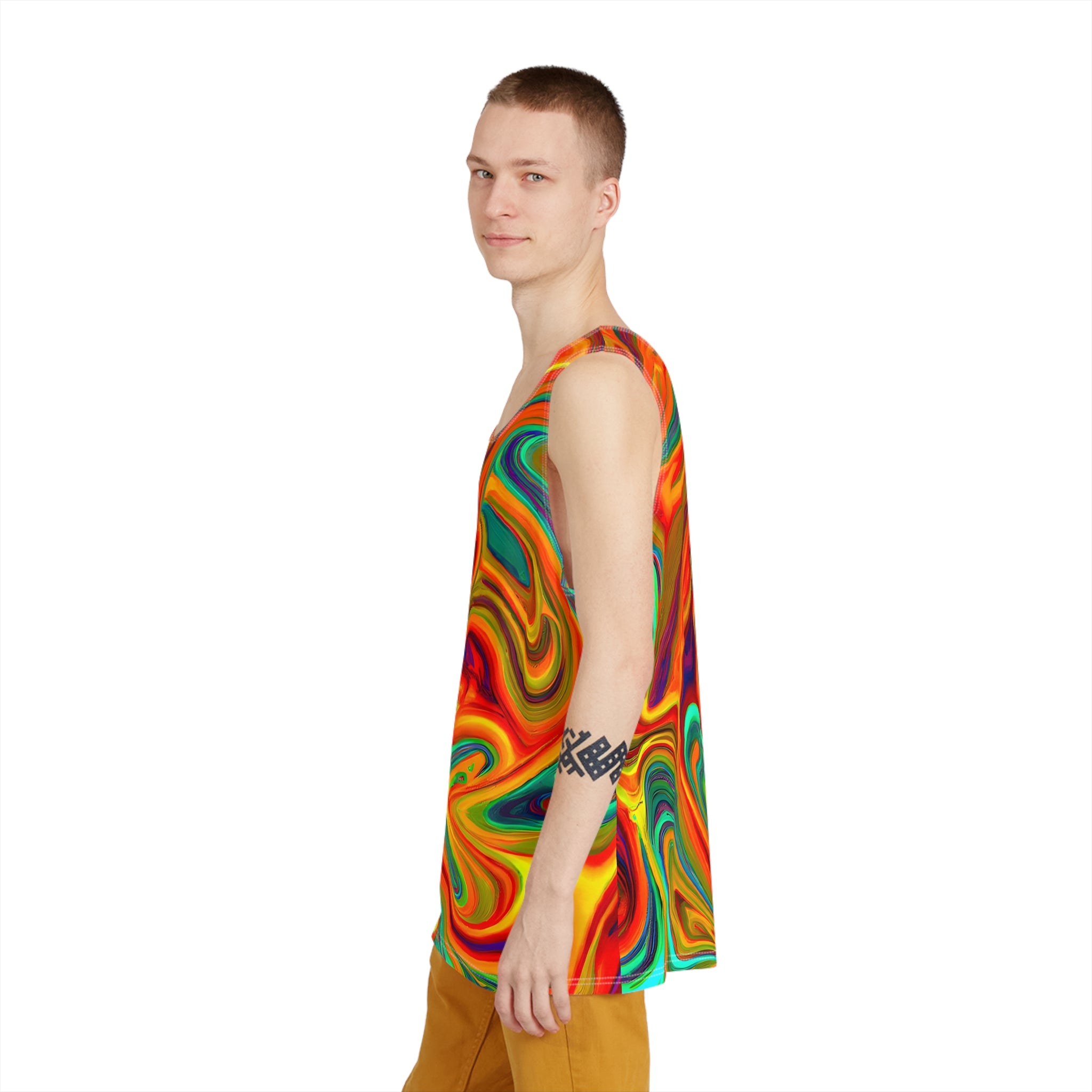 Festival Tank Tops - Trippy Orange Blast Tank Top - Acid Daddy