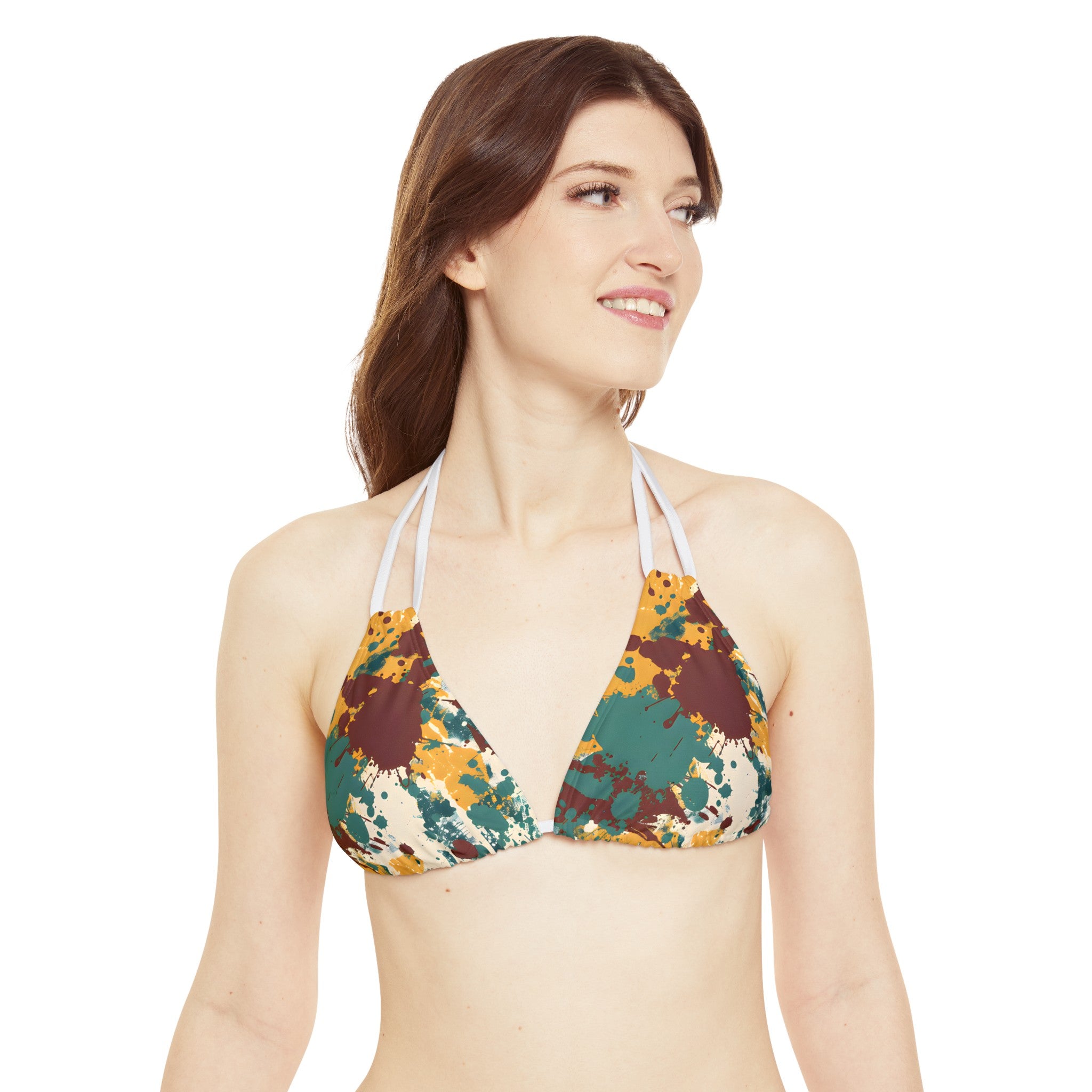 All Over Prints - Women's Marsala Gold Splash Strappy Bikini - Acid Daddy