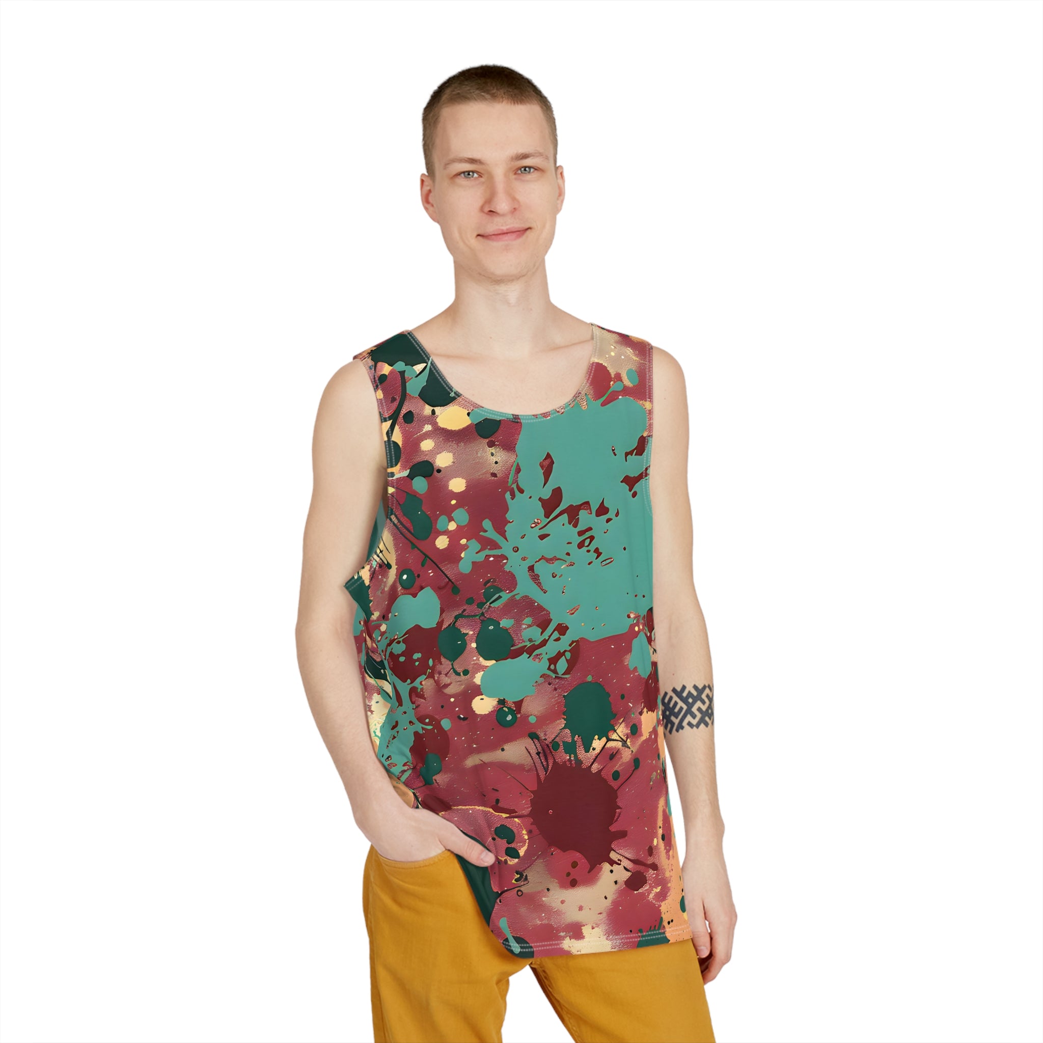 All Over Prints - Men's Marsala Sea Green Gold Tank Top - Acid Daddy