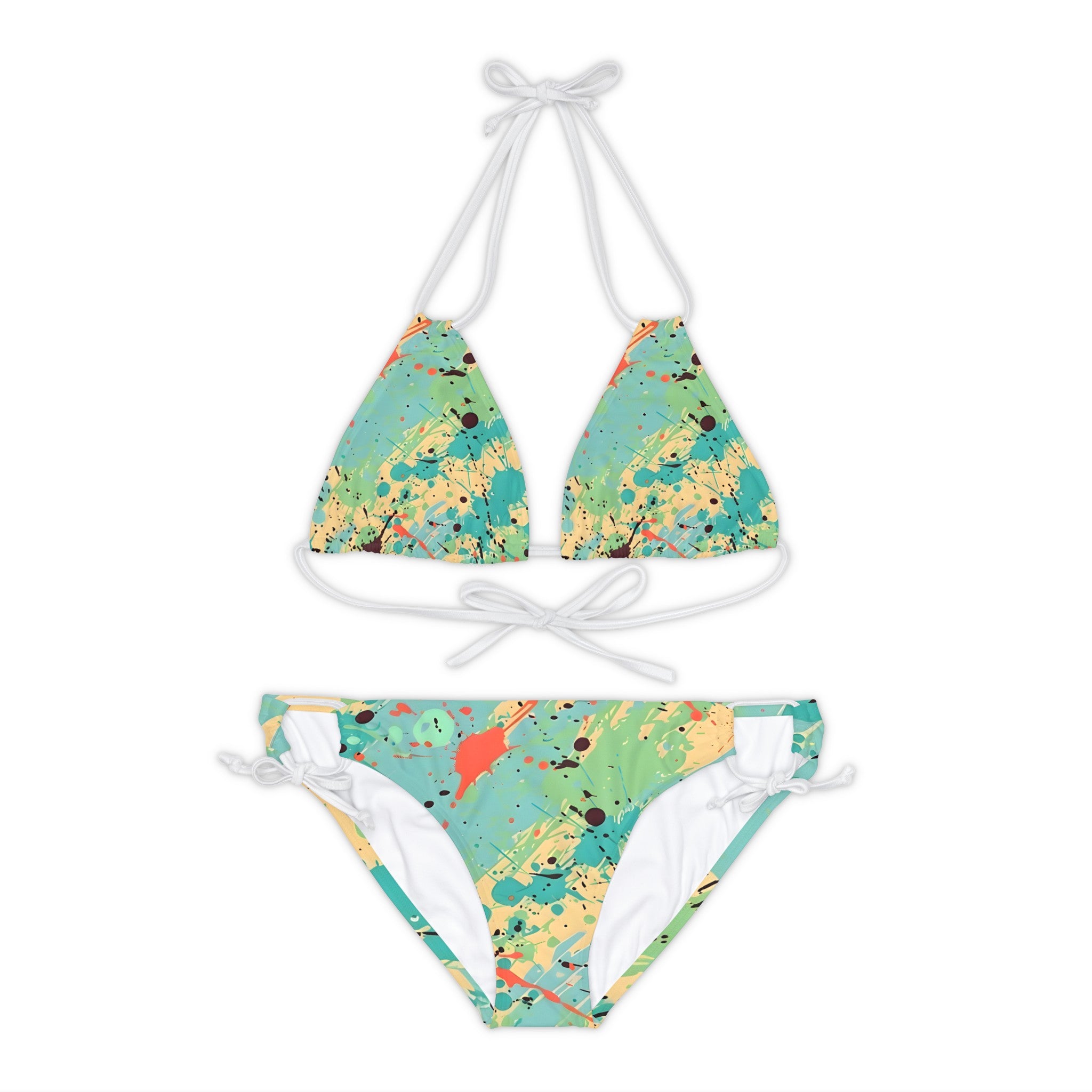 All Over Prints - Women's Vibrant Cerulean Splash Strappy Bikini - Acid Daddy