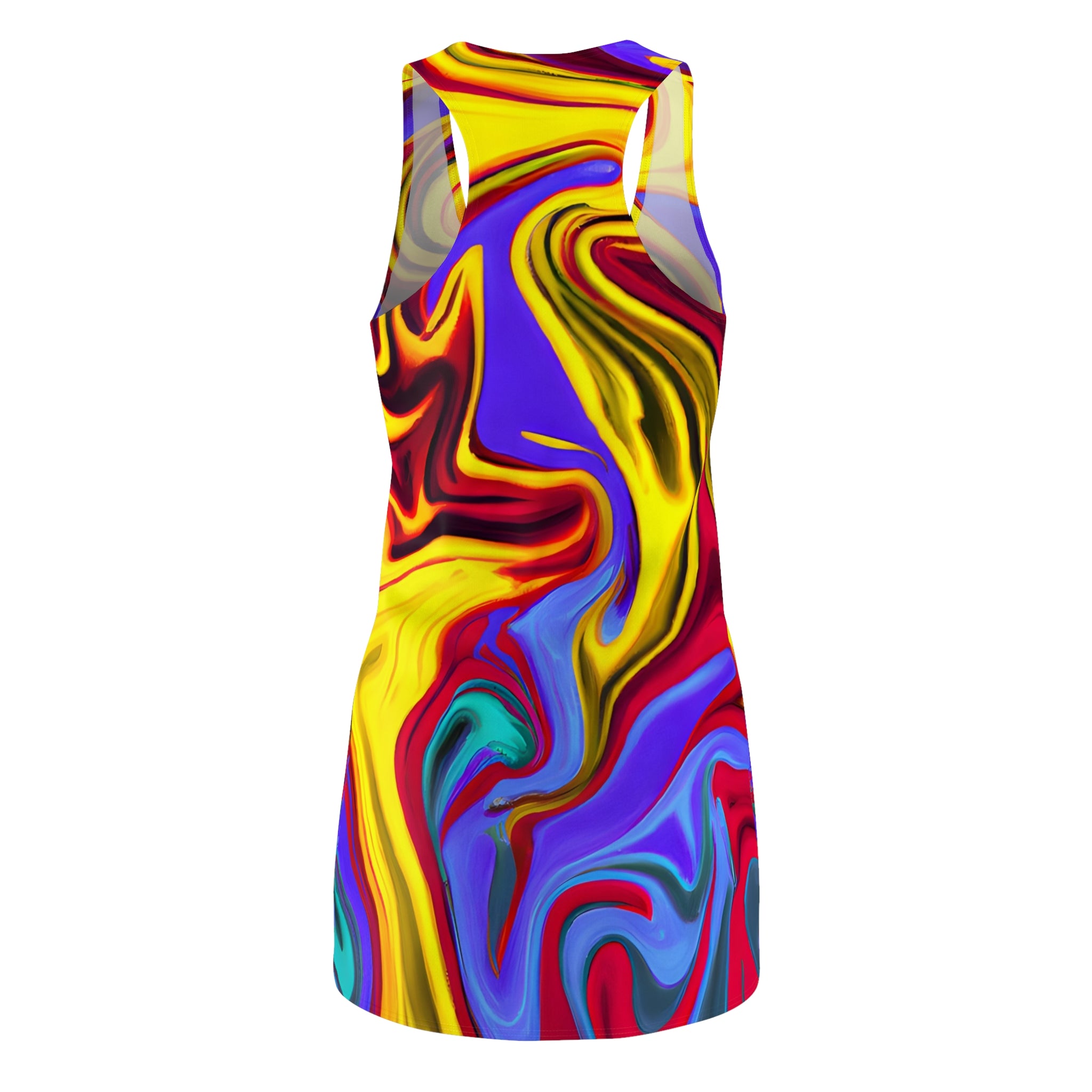 Trippy Yellow Swirl Racerback Dress