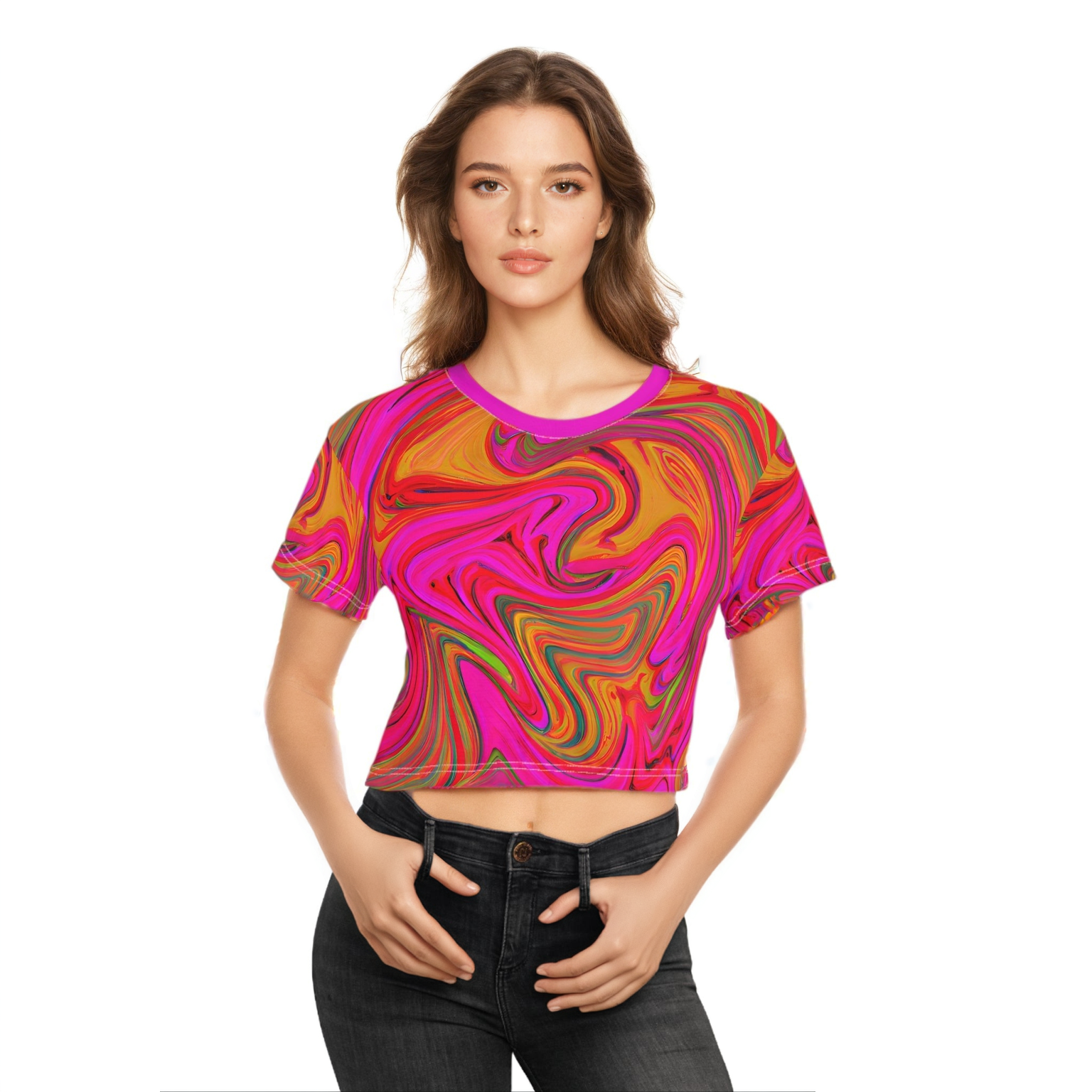 All Over Prints - Women's Chroma Crop Top Tee - Acid Daddy