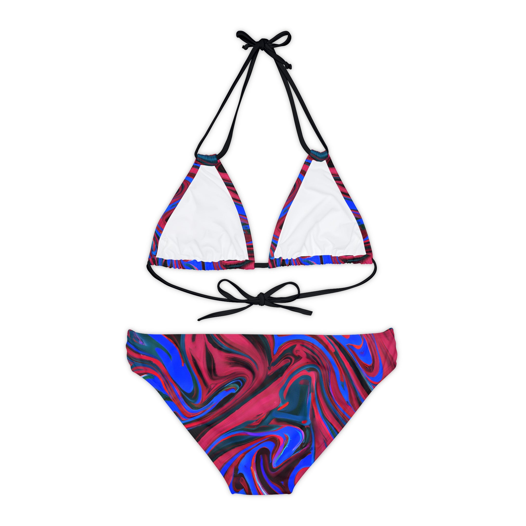 All Over Prints - Women's Ocean Blue Wave Strappy Bikini - Acid Daddy