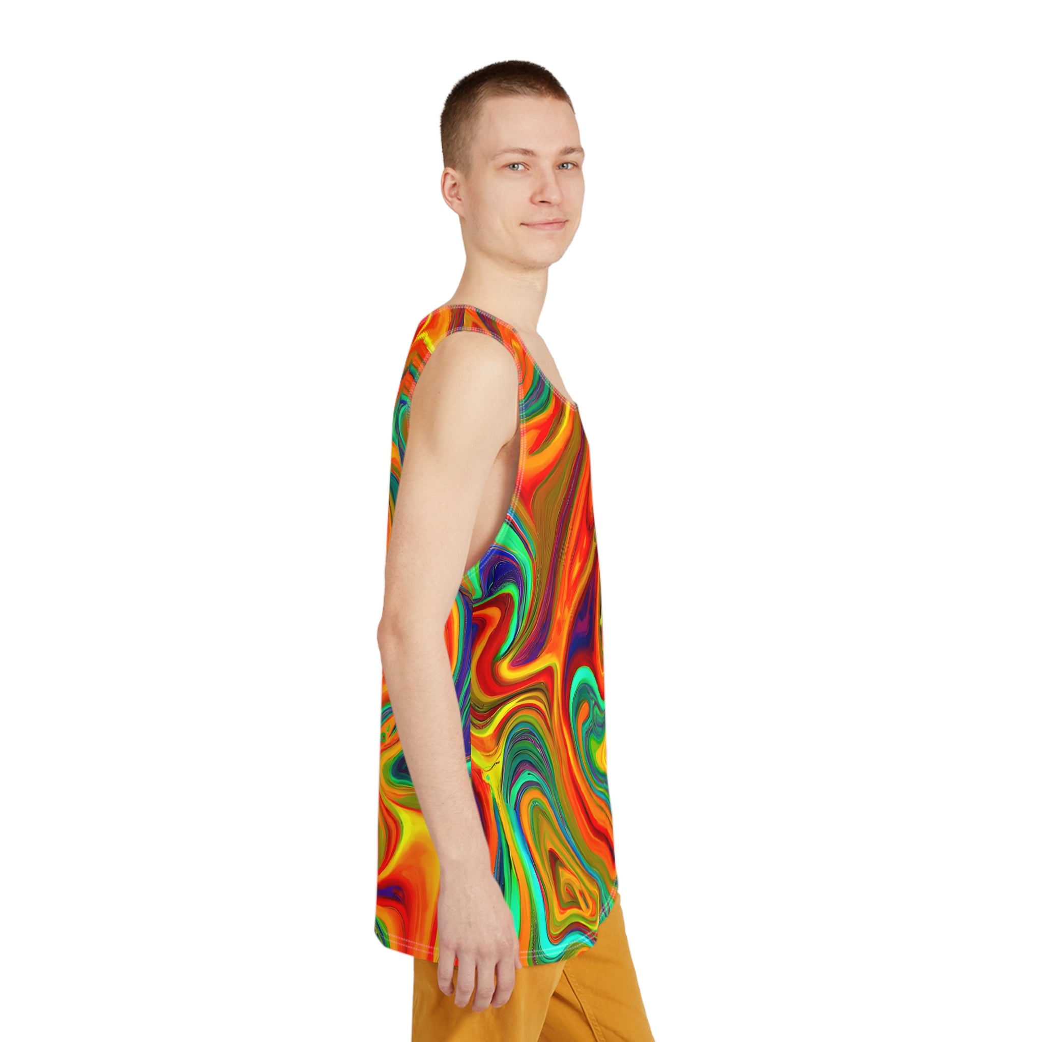 Festival Tank Tops - Trippy Orange Blast Tank Top - Acid Daddy