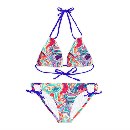 All Over Prints - Psychedelic Turquoise Strappy Bikini - Acid Daddy