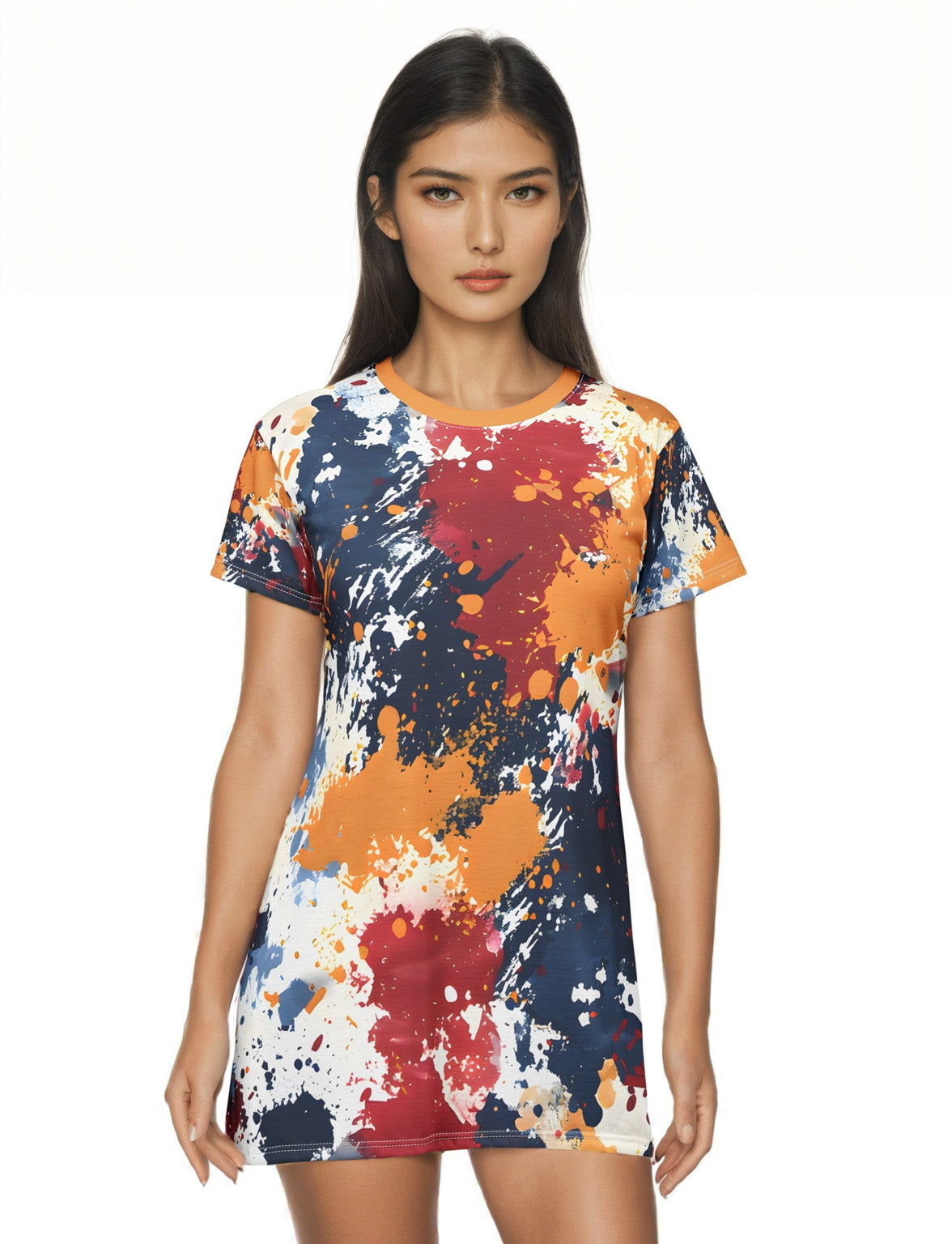 T - Shirt Dresses - Crimson Gold Splash T - Shirt Dress - Acid Daddy