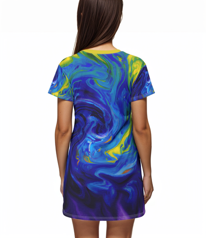 T - Shirt Dresses - Blue Vortex T - Shirt Dress - Acid Daddy