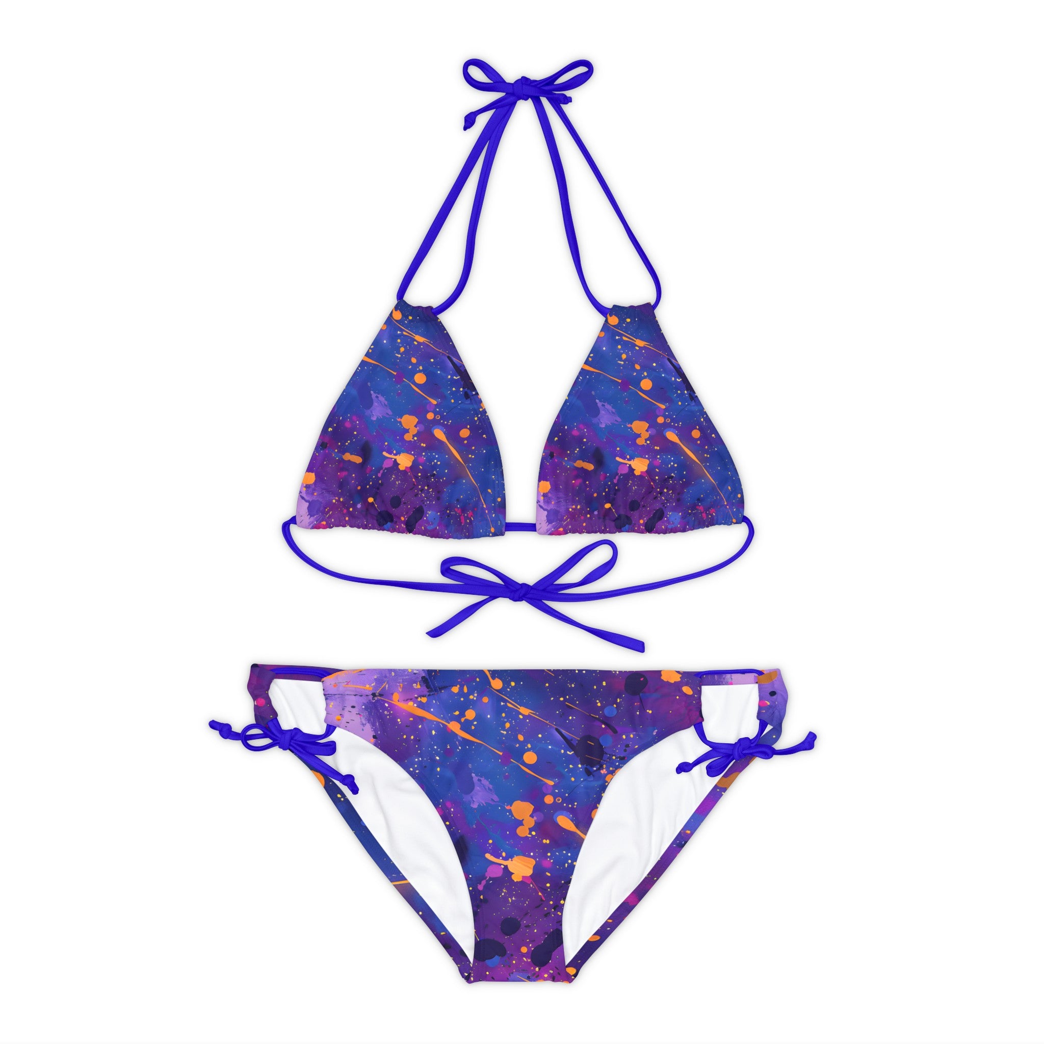 All Over Prints - Women's Electric Violet Gold Strappy Bikini - Acid Daddy