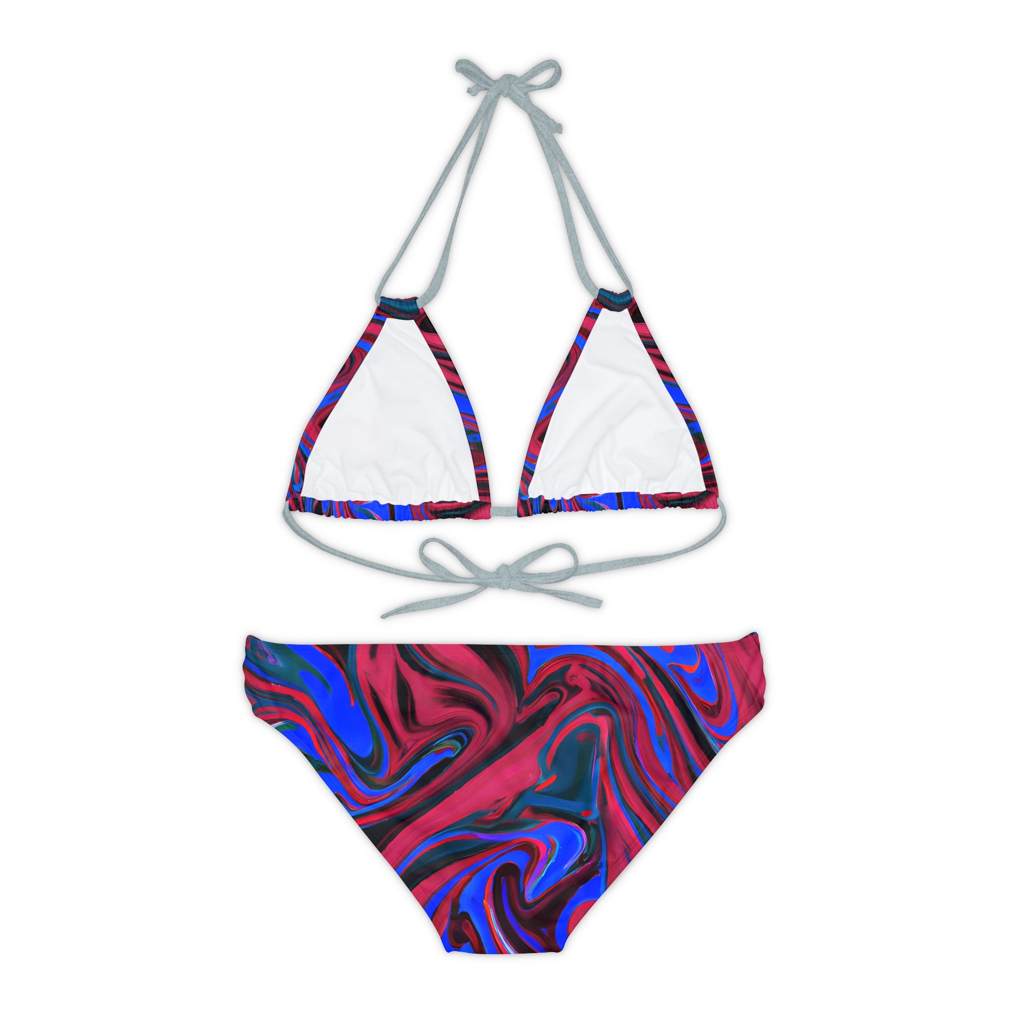 All Over Prints - Women's Ocean Blue Wave Strappy Bikini - Acid Daddy