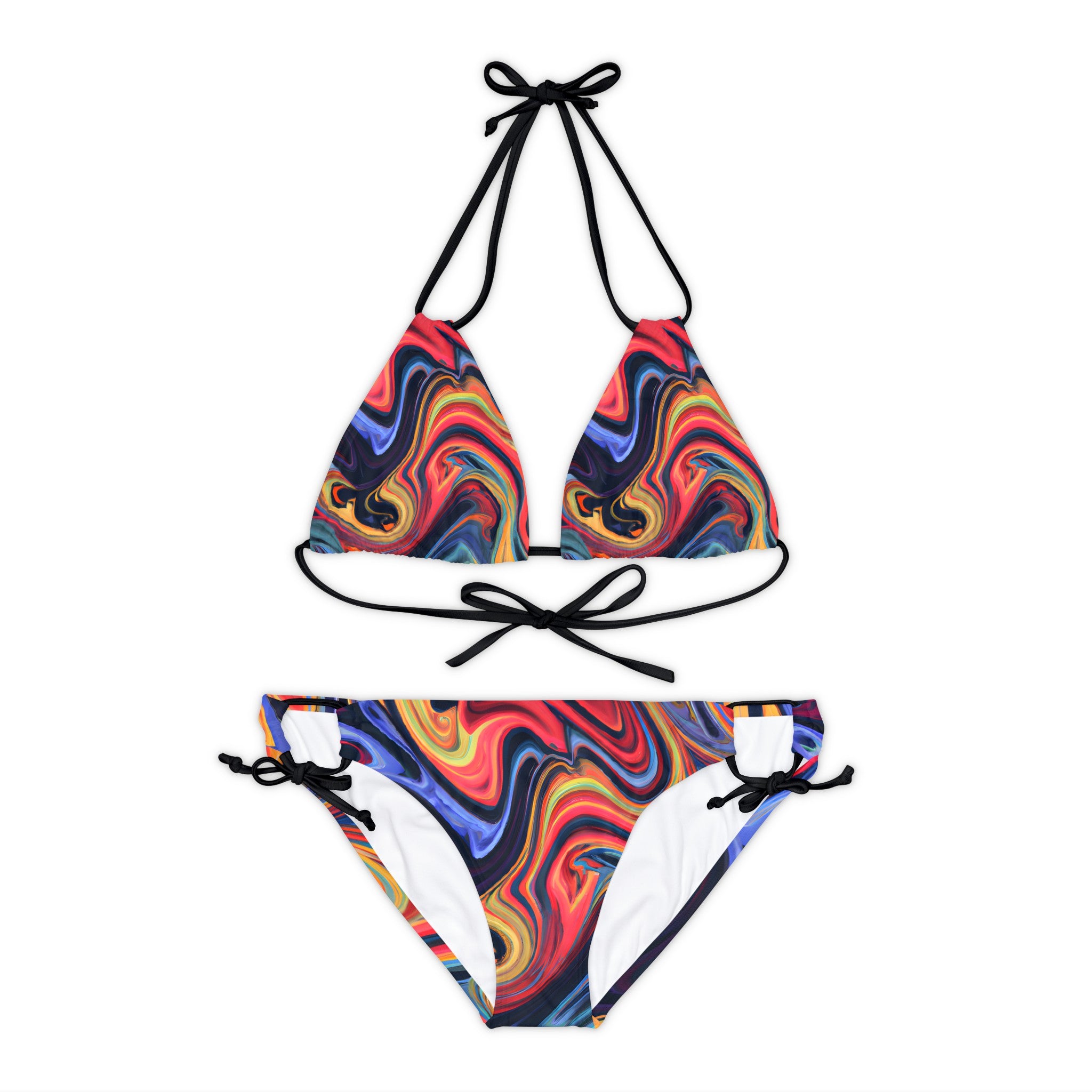 All Over Prints - Women's Blue Flame Strappy Bikini - Acid Daddy