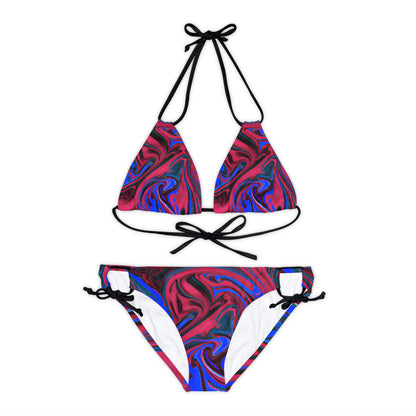 All Over Prints - Women's Ocean Blue Wave Strappy Bikini - Acid Daddy