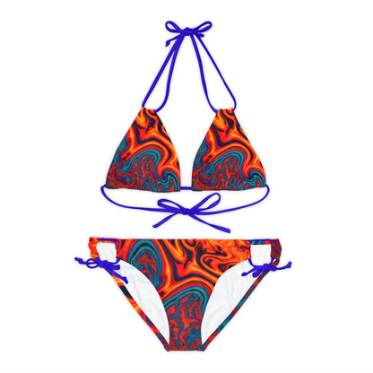 All Over Prints - Women's Eccentric Orange Strappy Bikini - Acid Daddy