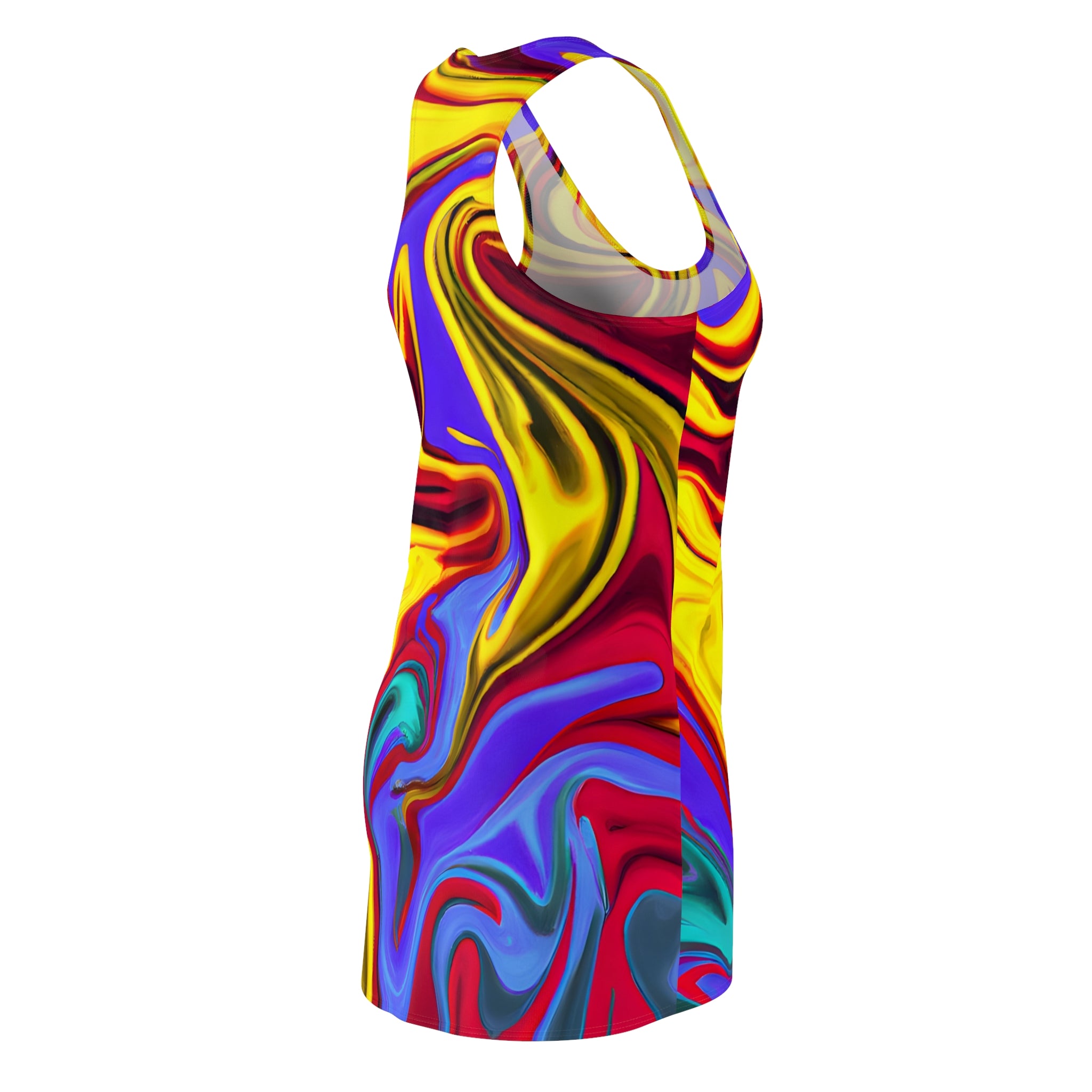 Trippy Yellow Swirl Racerback Dress