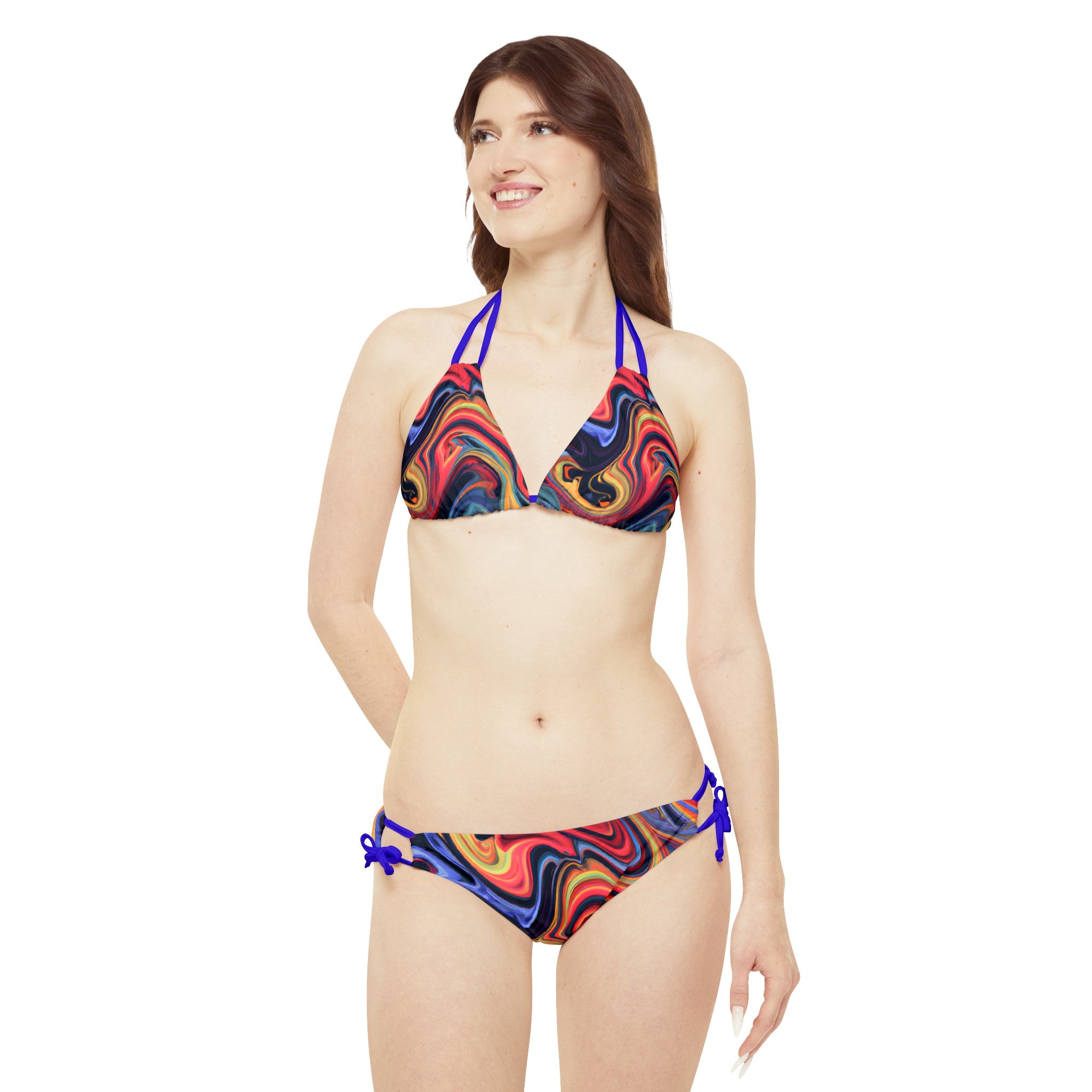 All Over Prints - Women's Blue Flame Strappy Bikini - Acid Daddy