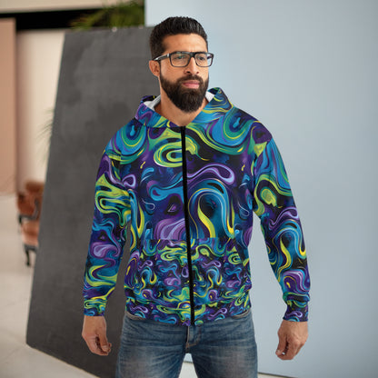 Psychedelic Turquoise Mystery Unisex Zippered Hoodie