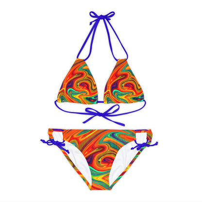 All Over Prints - Women's Psychedelic Orange Strappy Bikini - Acid Daddy