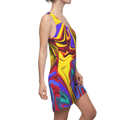 Trippy Yellow Swirl Racerback Dress