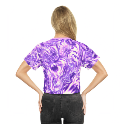 All Over Prints - Women's Vaporous Pink Lush Crop Top Tee - Acid Daddy