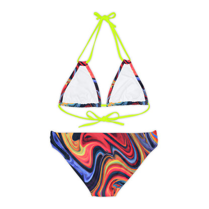 All Over Prints - Women's Blue Flame Strappy Bikini - Acid Daddy