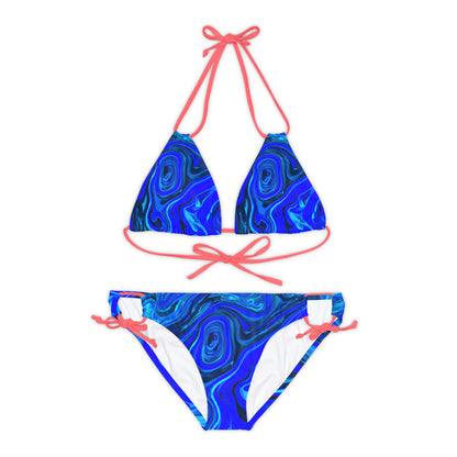 All Over Prints - Women's Liquid Blue Ice Strappy Bikini - Acid Daddy