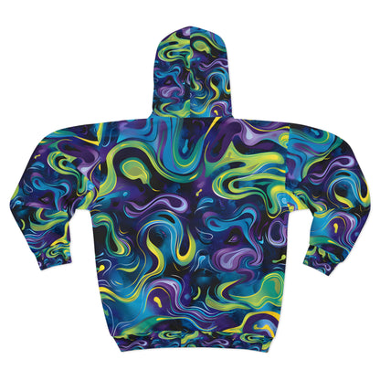 Psychedelic Turquoise Mystery Unisex Zippered Hoodie