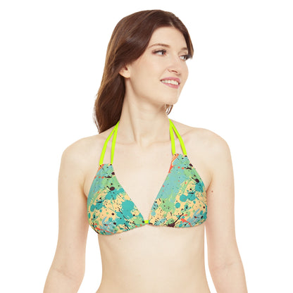 All Over Prints - Women's Vibrant Cerulean Splash Strappy Bikini - Acid Daddy