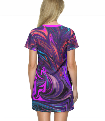 Festival Dresses - Purple Pink Radiance T - Shirt Dress - Acid Daddy