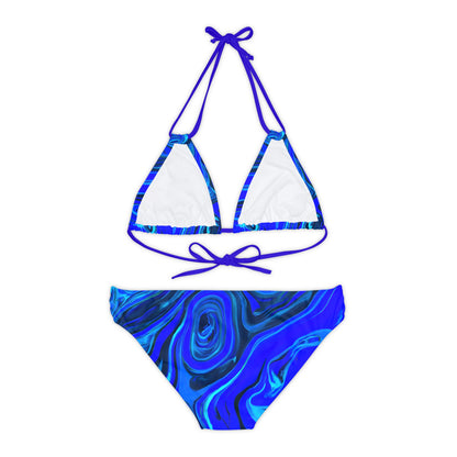 All Over Prints - Women's Liquid Blue Ice Strappy Bikini - Acid Daddy