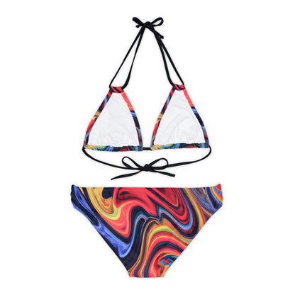 All Over Prints - Women's Blue Flame Strappy Bikini - Acid Daddy