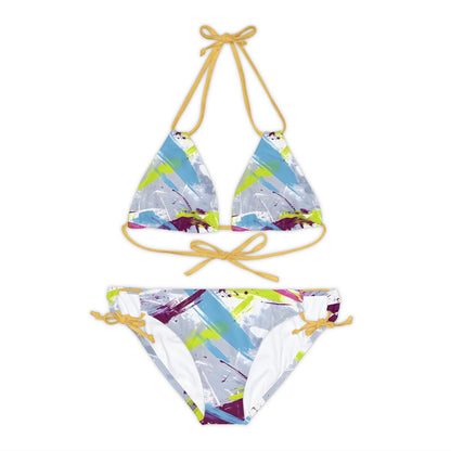 All Over Prints - Women's Sky Blue Splash Strappy Bikini - Acid Daddy