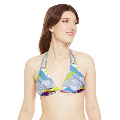 All Over Prints - Women's Sky Blue Splash Strappy Bikini - Acid Daddy