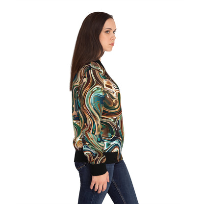 Women's Sapphire Pearl Emerald Bomber Jacket