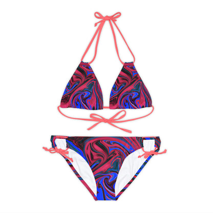 All Over Prints - Women's Ocean Blue Wave Strappy Bikini - Acid Daddy