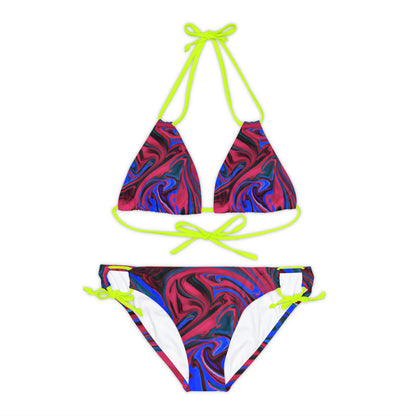 All Over Prints - Women's Ocean Blue Wave Strappy Bikini - Acid Daddy