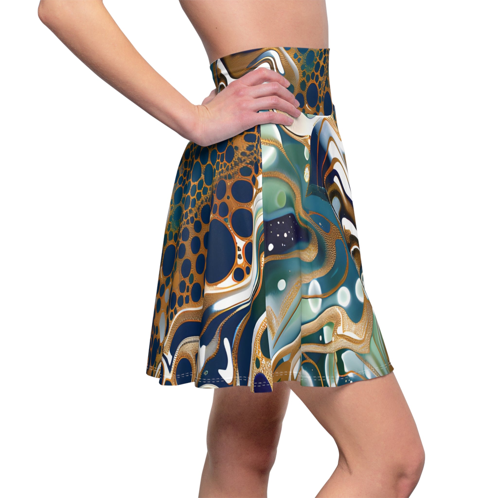 All Over Prints - Women's Psychedelic Sapphire Skater Skirt - Acid Daddy