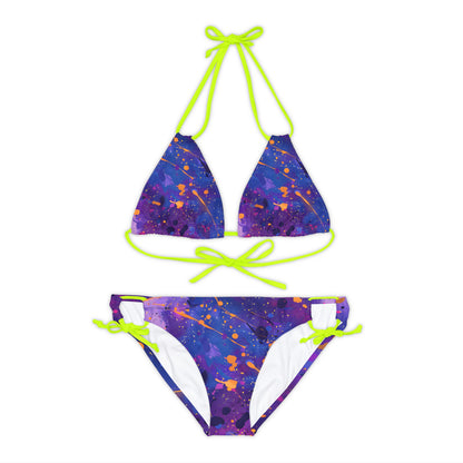 All Over Prints - Women's Electric Violet Gold Strappy Bikini - Acid Daddy