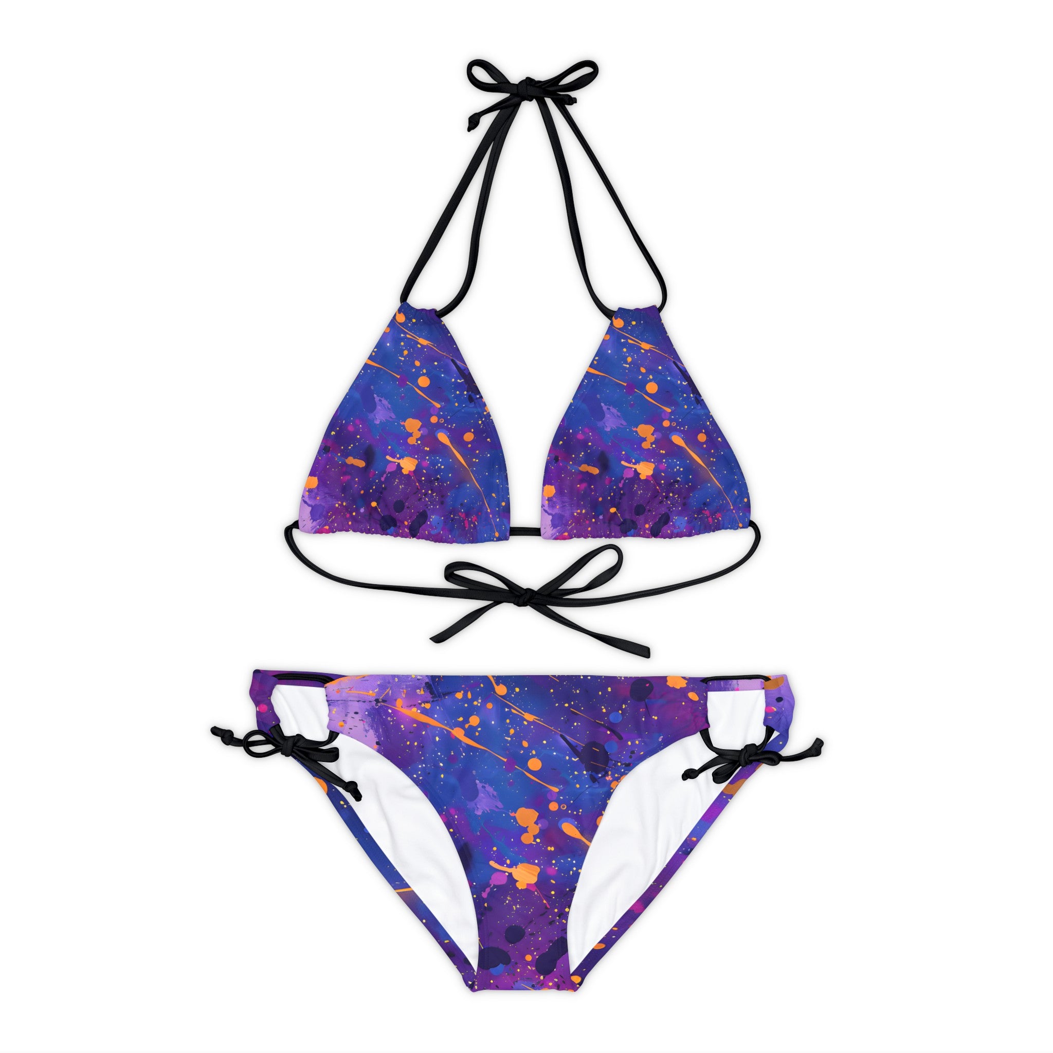 All Over Prints - Women's Electric Violet Gold Strappy Bikini - Acid Daddy